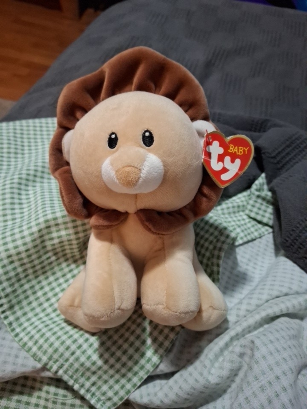 TY Baby Plush Lion - Soft Beige and Brown Stuffed Toy